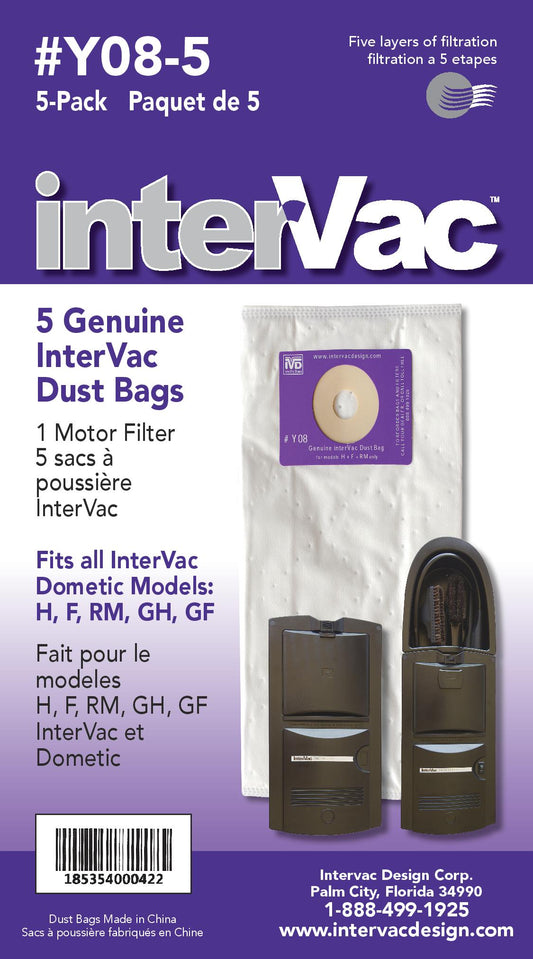 Intervac Vac Y08-5 Dust Bags For H F, GarageVac, and RM Y08-5